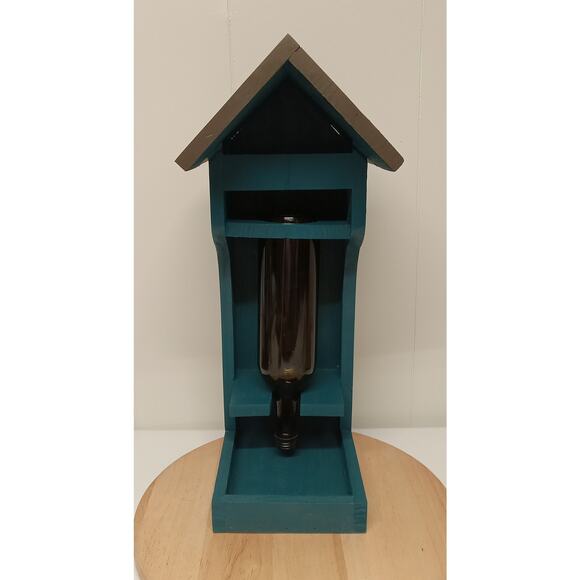Handcrafted Wine Bottle Bird Feeder Wooden 20in. Tall - Picture 1 of 5